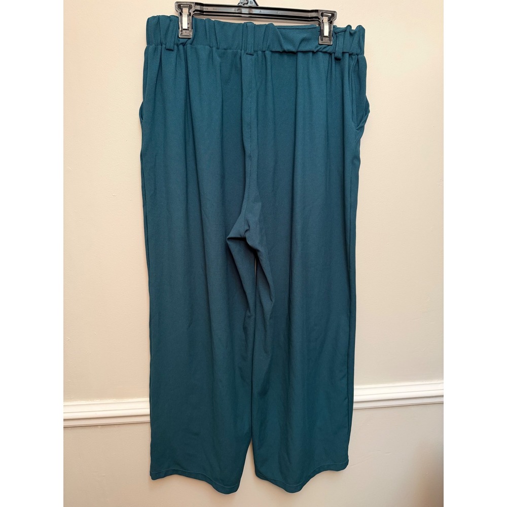Halara Women Teal Green Wide Leg Pleated Trousers High Rise Pants Large - Picture 5 of 9